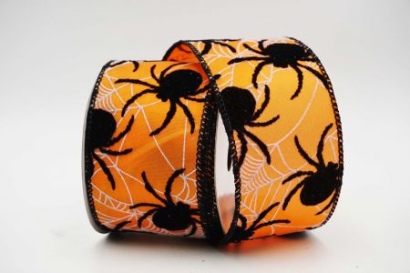 Wstążka przewodowa na Halloween z motywem pająka_KF7075GC-41-53_pomarańczowa
